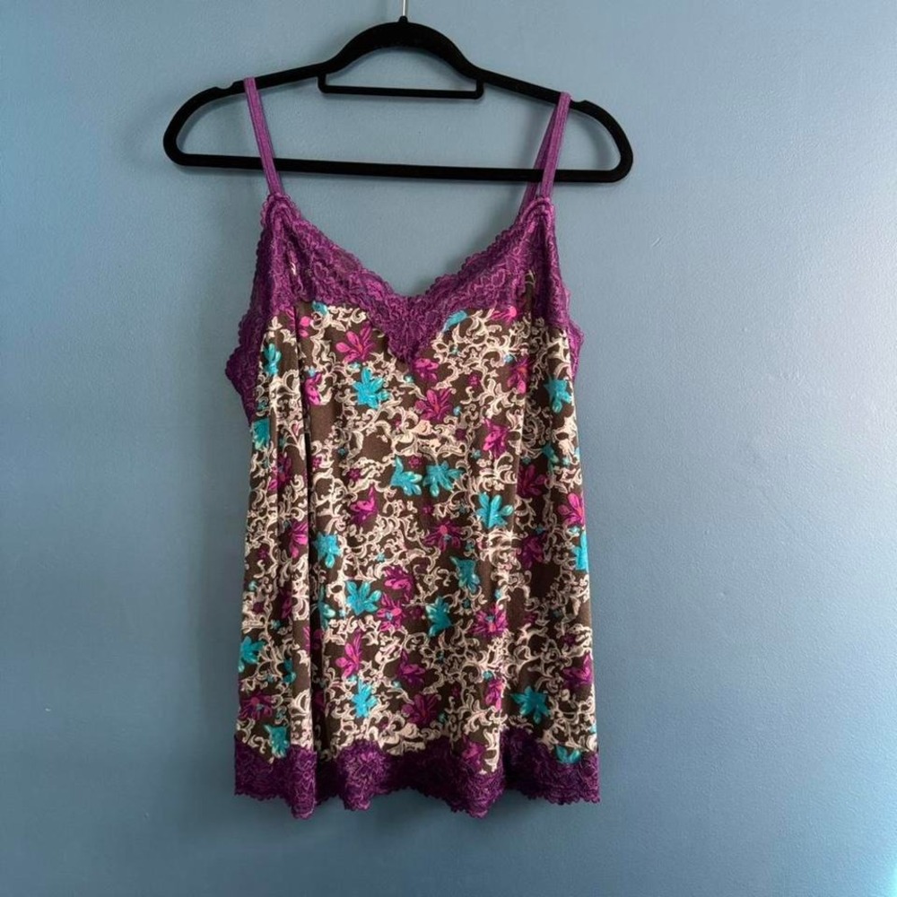 Y2K Floral Camisole Women's Plus Size 14/16 Lane Bryant Purple‎ Blue 2000s Fairy